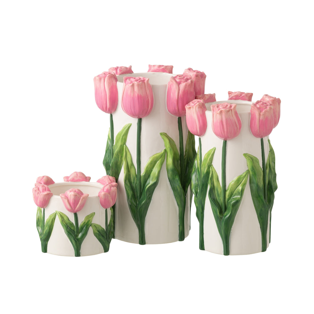 Vase Tulipe Céramique Blanc/Rose Clair Large J-Line