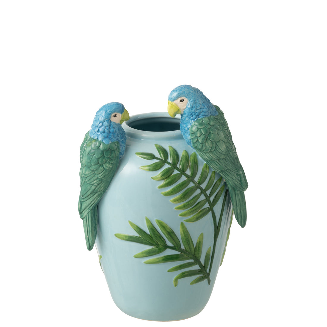 Vase Perroquets Céramique Vert/Bleu Moyen J-Line
