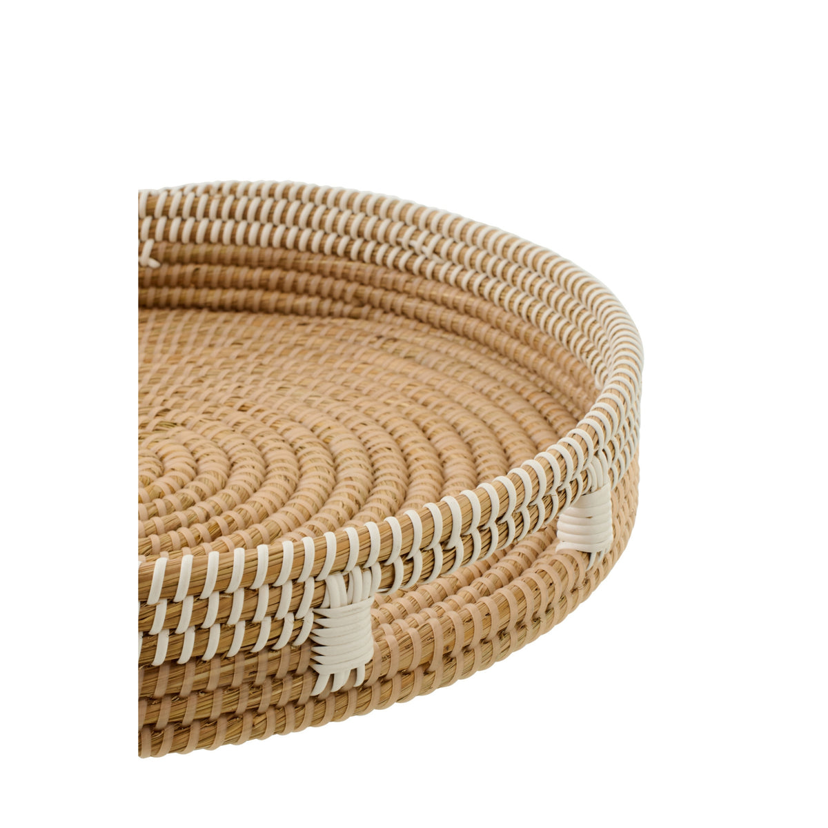 Lot de 2 plateaux décoratifs en osier naturel/blanc J-Line