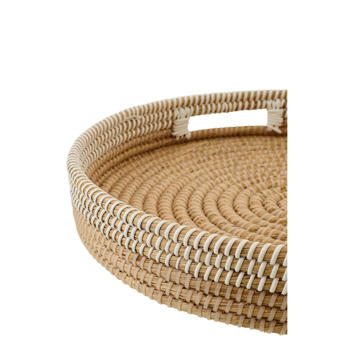 Lot de 2 plateaux décoratifs en osier naturel/blanc J-Line