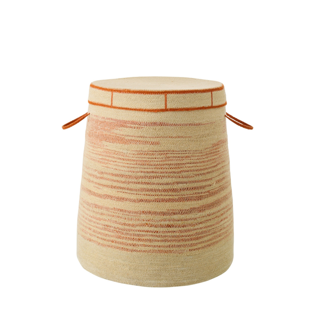 Panier Avec Poignée + Couvercle Rayé Jute Naturel/Orange Foncé J-Line