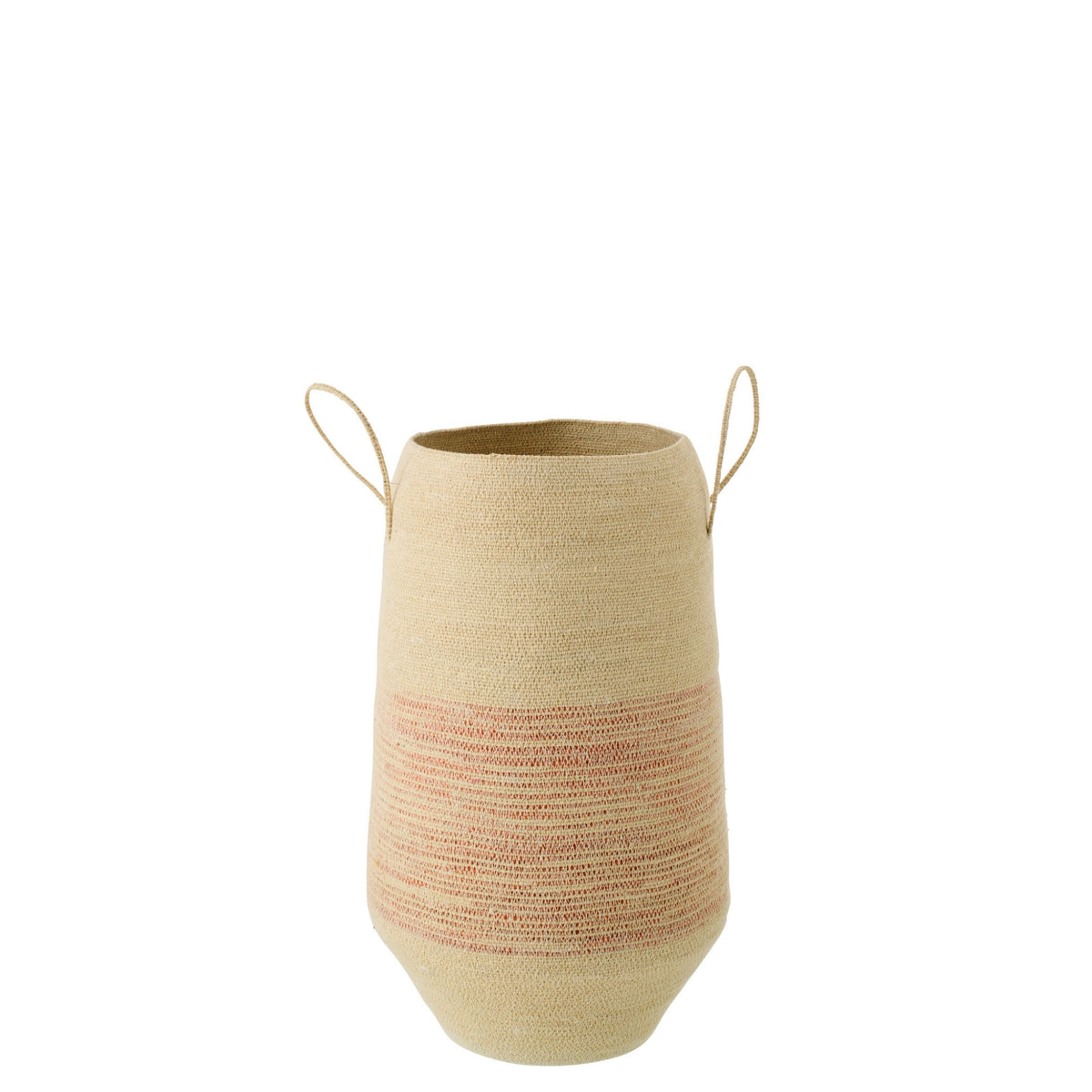 Panier Avec Poignée En Jute Rayé Naturel/Orange Foncé J-Line