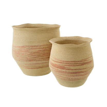 Lot de 2 Paniers en Jute Rayé Naturel/Orange Foncé J-Line