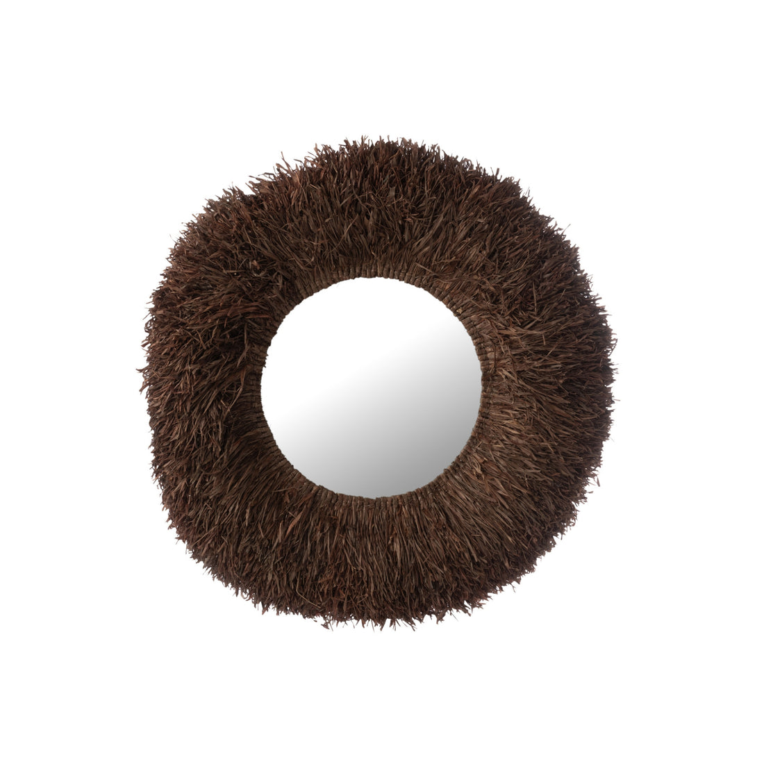 Miroir mural rond sisal marron foncé J-Line