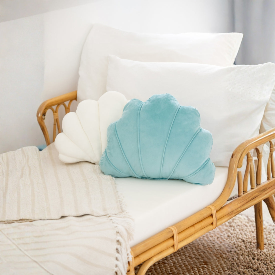 Coussin pour enfants en polyester bleu clair/vert menthe, assortiment de 2, J-Line