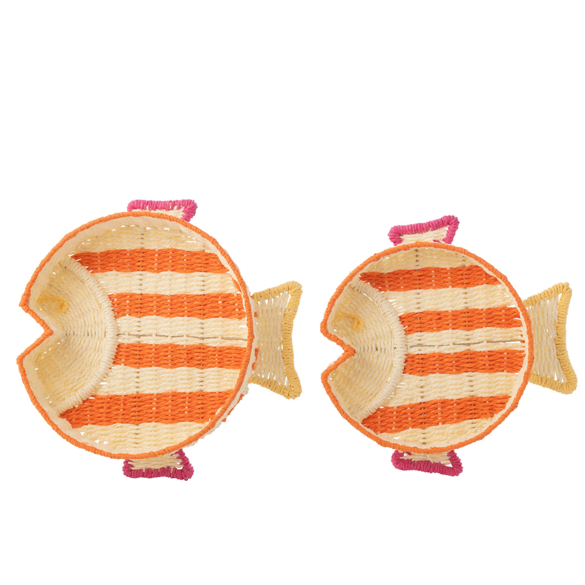 Plateau décoratif poisson rayé en papier multicolore, lot de 2 J-Line