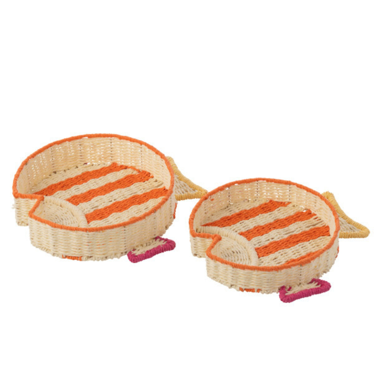 Plateau décoratif poisson rayé en papier multicolore, lot de 2 J-Line