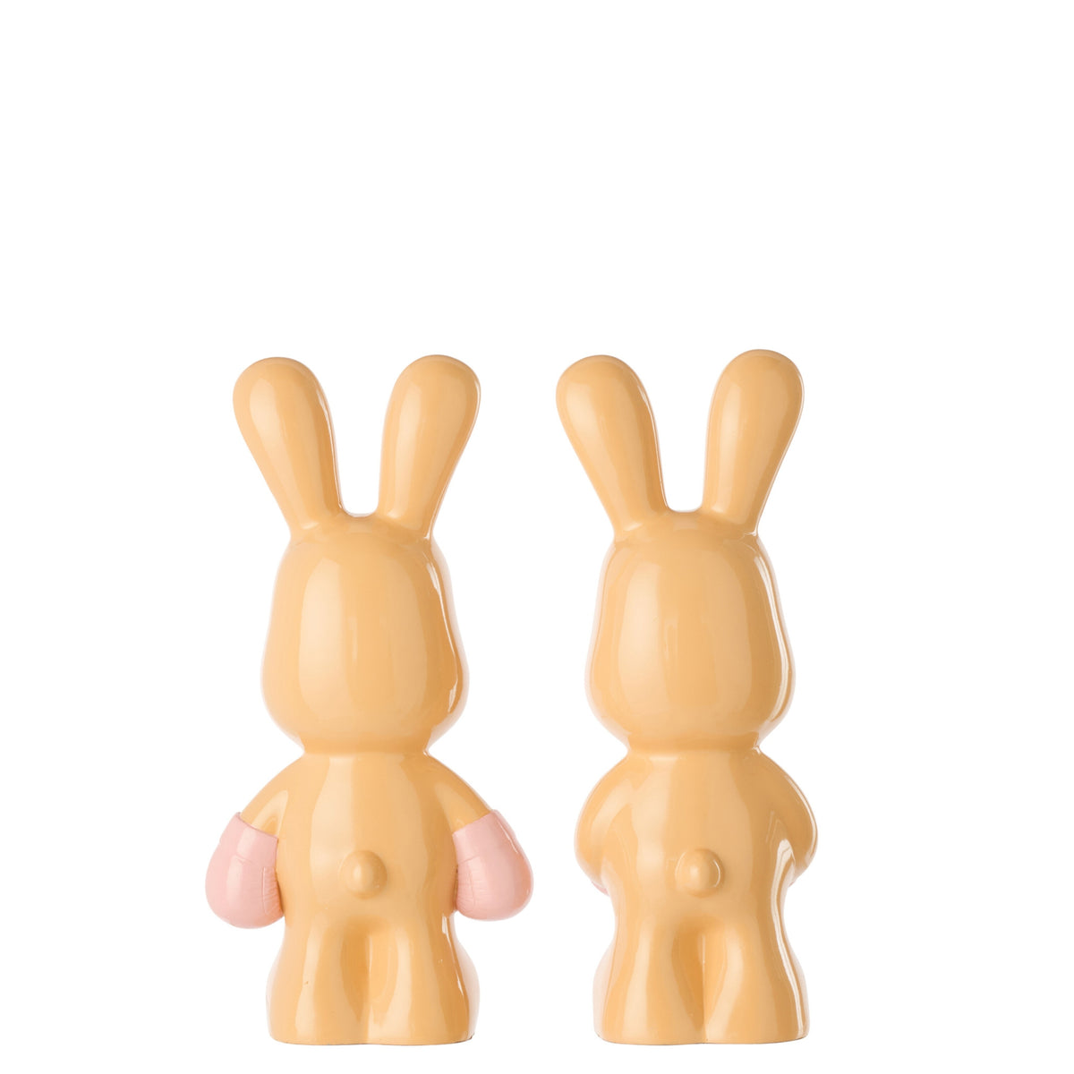 Lapin June Boxe en polyrésine Abricot/Rose clair Assortiment de 2 J-Line