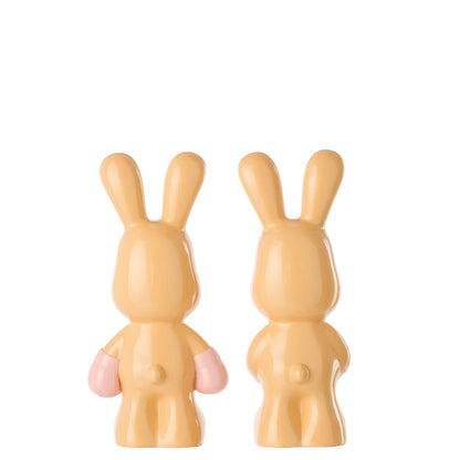 Lapin June Boxe en polyrésine Abricot/Rose clair Assortiment de 2 J-Line