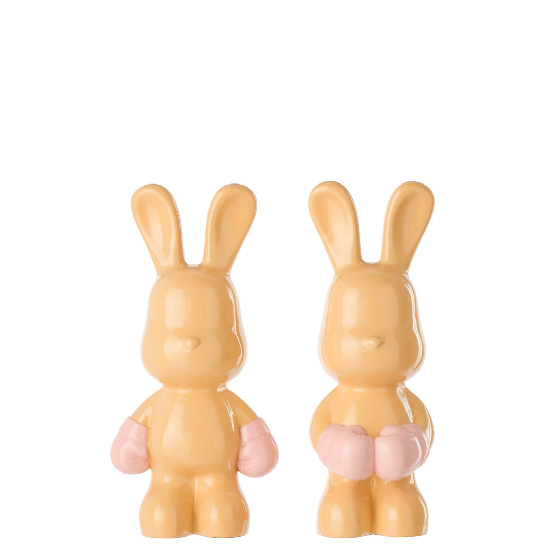 Lapin June Boxe en polyrésine Abricot/Rose clair Assortiment de 2 J-Line