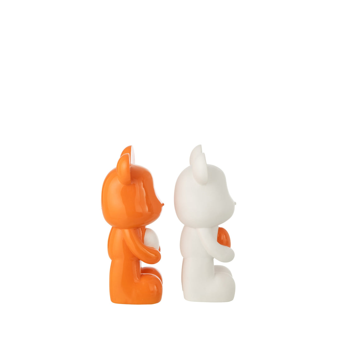 Ourson Cœur en polyrésine blanc/orange foncé, petit assortiment de J-Line