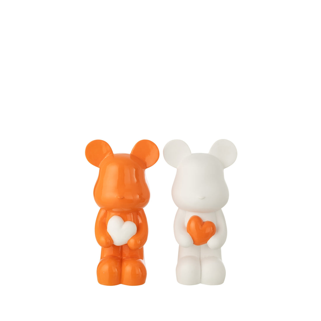 Ourson Cœur en polyrésine blanc/orange foncé, petit assortiment de J-Line