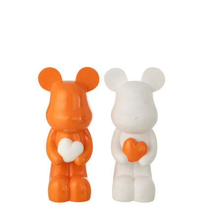 Cœur d’ours en polyrésine blanc/orange foncé, grand assortiment de J-Line