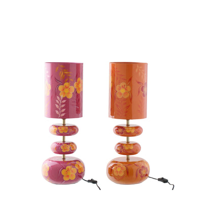 Lampe Fleurs Métal Rose/Orange Assortiment De 2 J-Line