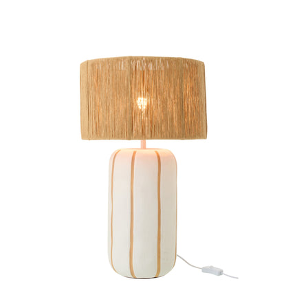 Lampe de table en céramique rayée Naturel/Blanc Large J-Line
