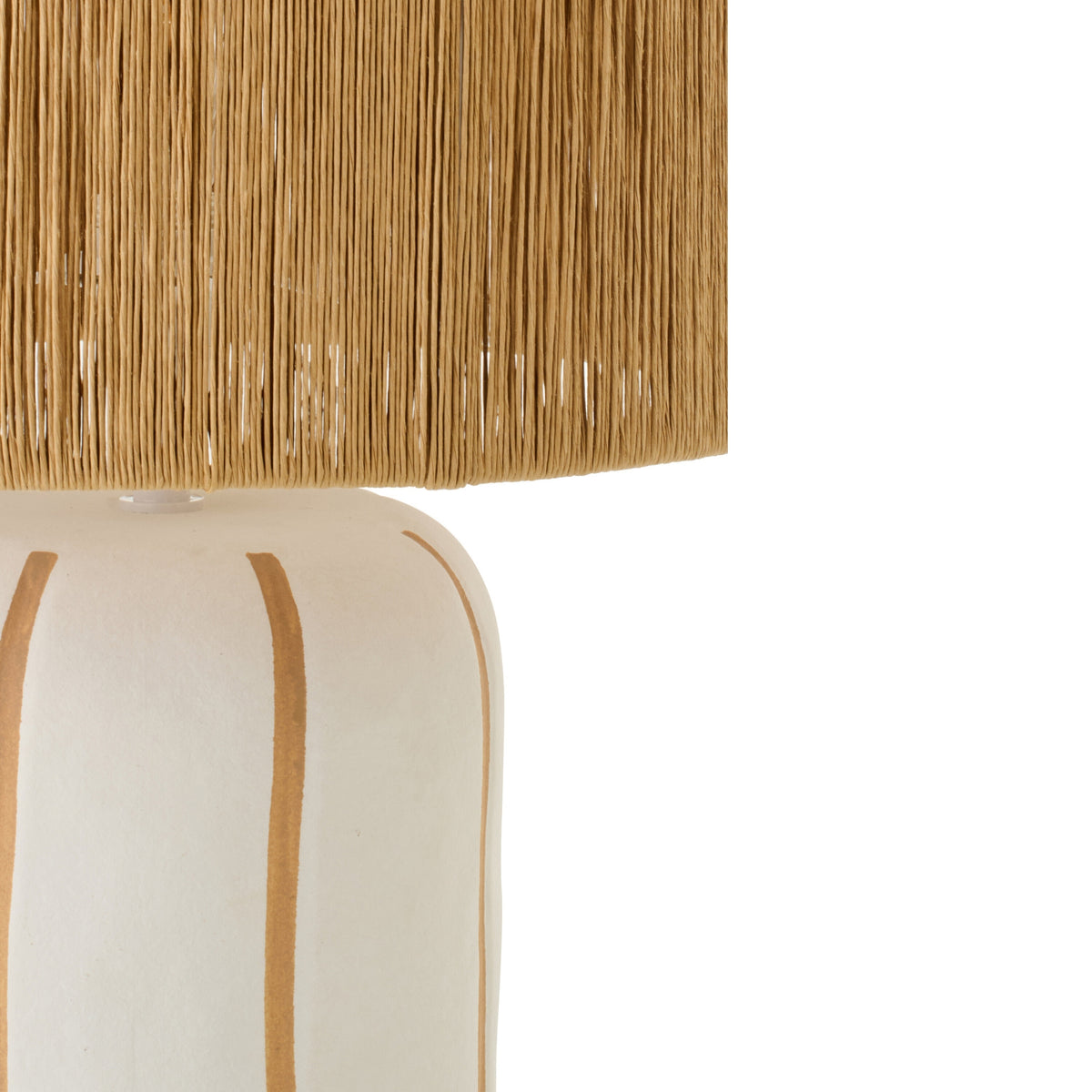 Lampe de table en céramique rayée Naturel/Blanc Large J-Line