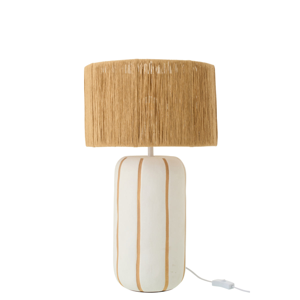 Lampe de table en céramique rayée Naturel/Blanc Large J-Line