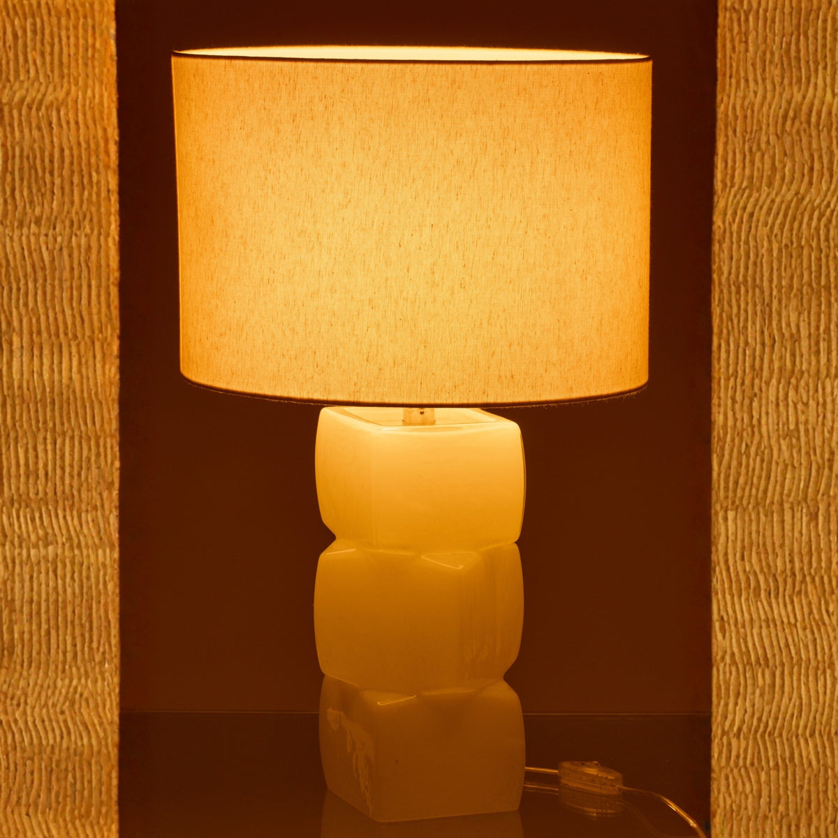 Lampe de table 3 cubes en verre blanc J-Line