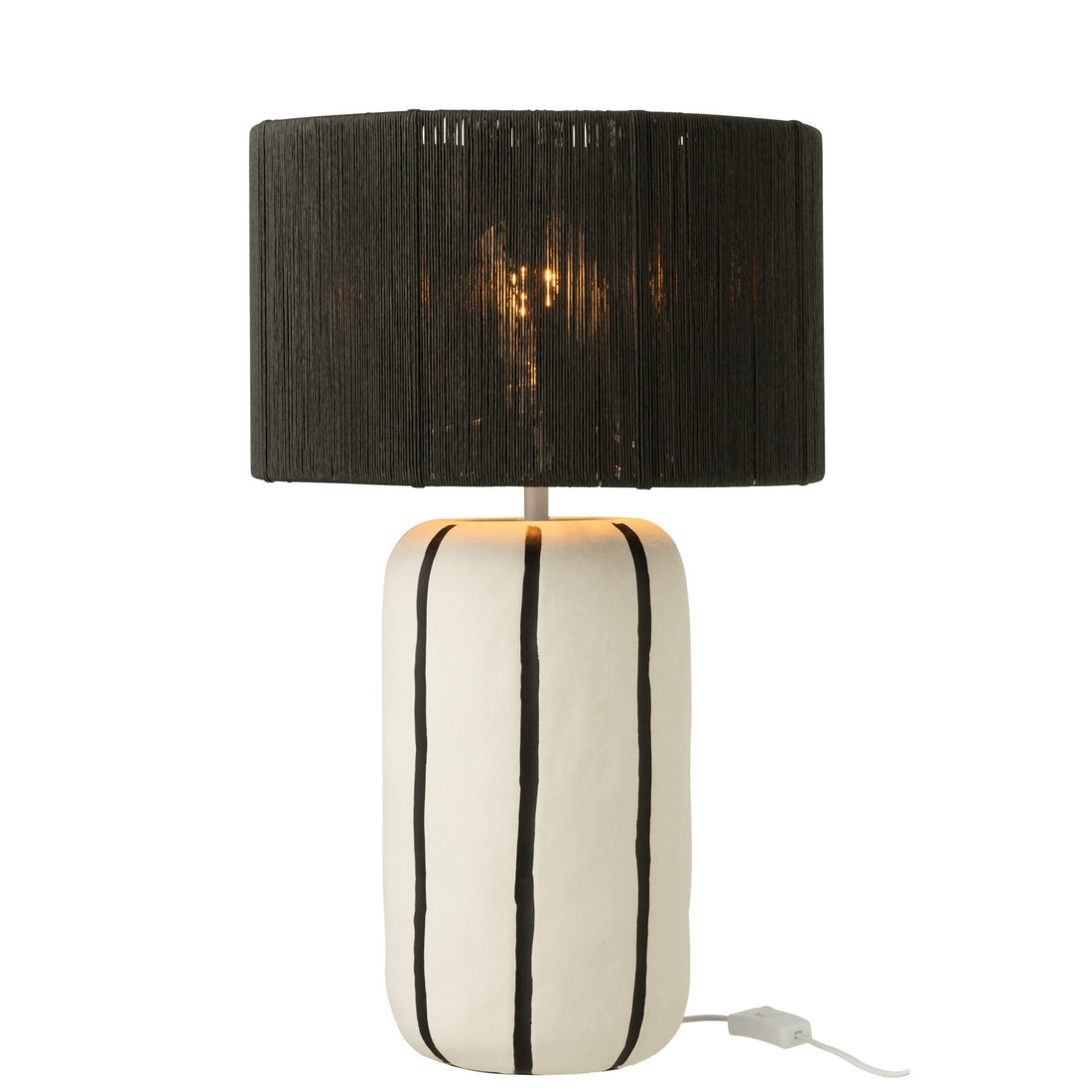 Lampe de table en céramique rayée noire/blanche J-Line