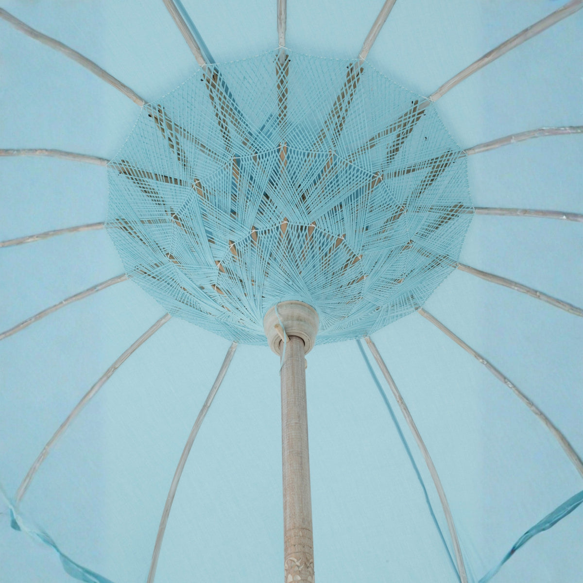 Parasol Bobbi Bambou/Coton Bleu clair J-Line
