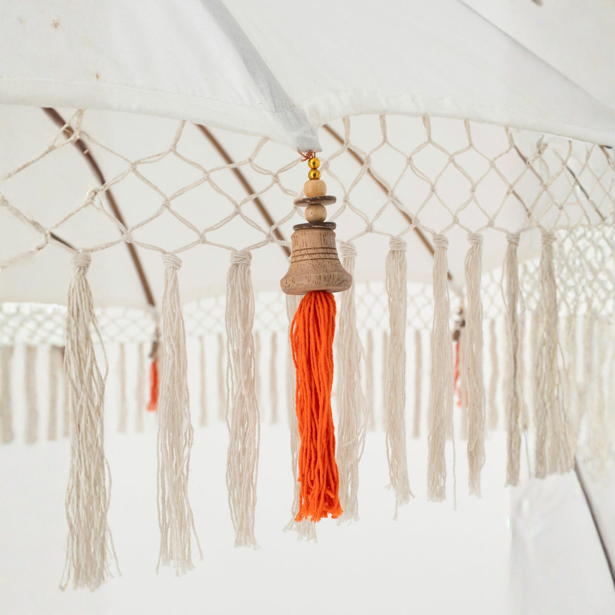 Parasol Flavie Bois/Coton Écru/Orange J-Line