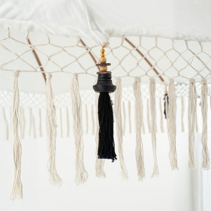 Parasol Flavie Bois/Coton Écru/Noir J-Line