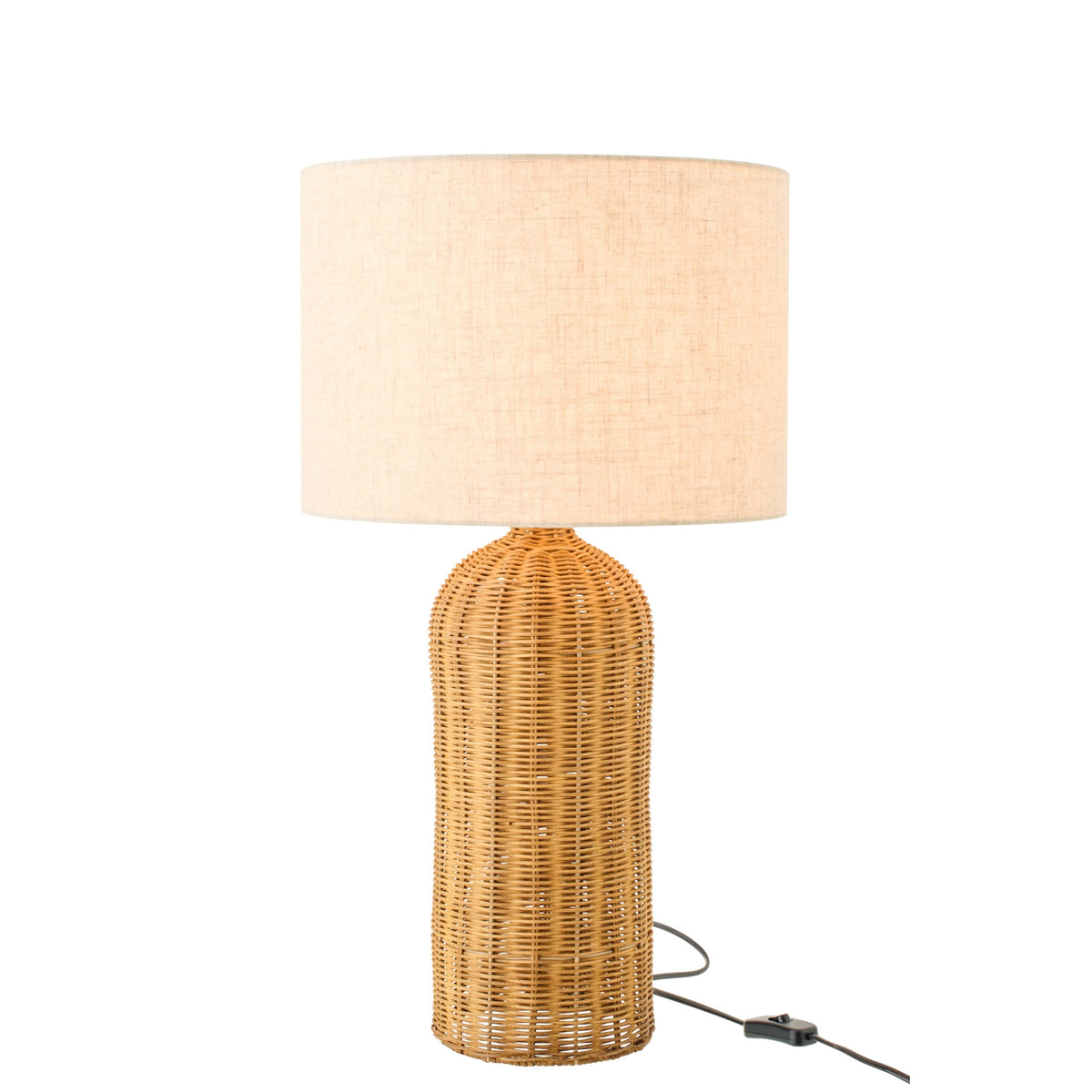 Lampe de table cylindrique en métal naturel/écru, petite, J-Line