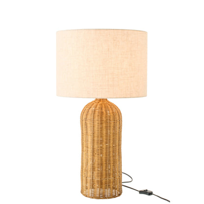 Lampe de table cylindrique en métal naturel/écru, petite, J-Line