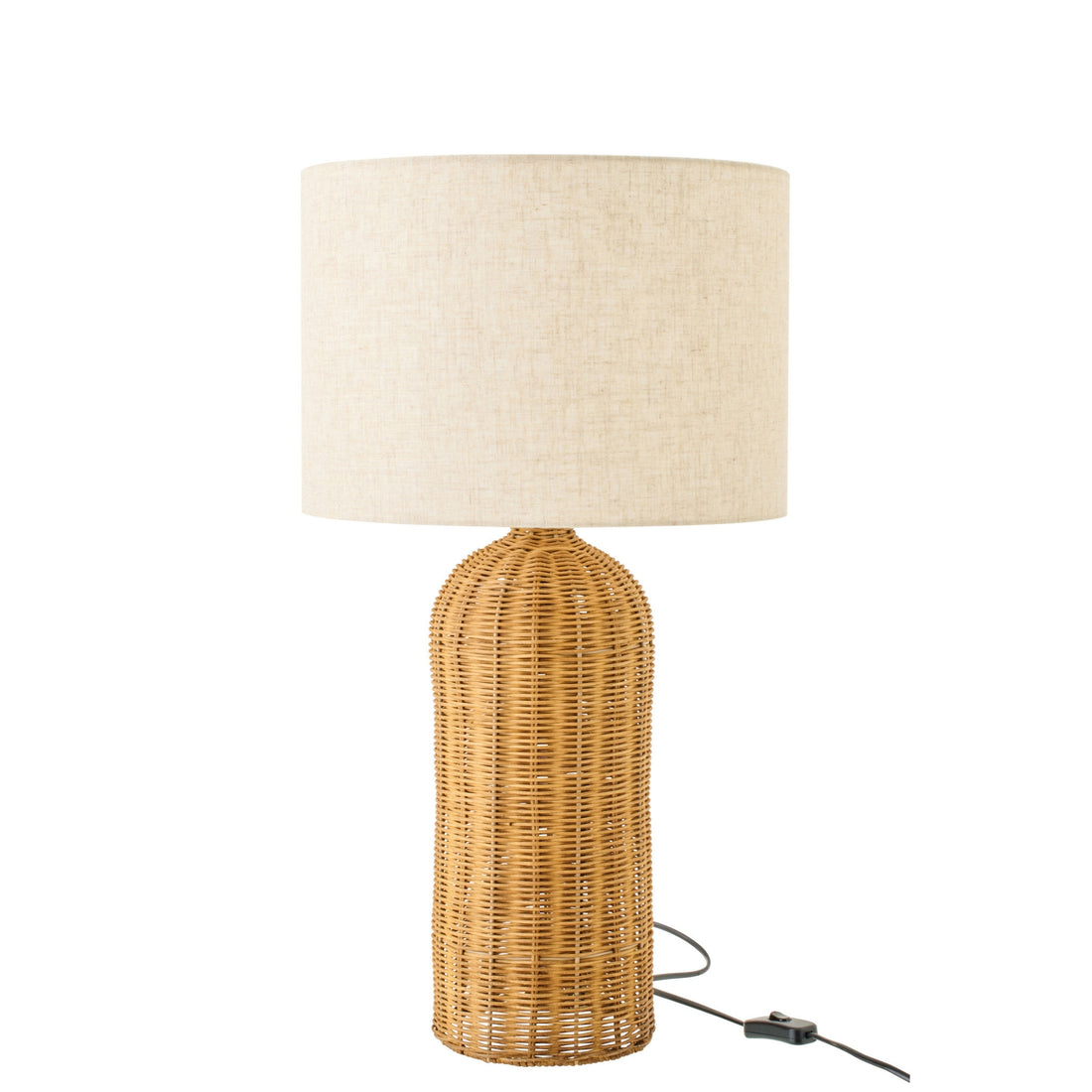 Lampe de table cylindrique en métal naturel/écru, petite, J-Line
