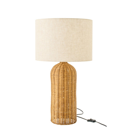 Lampe de table cylindrique en métal naturel/écru, petite, J-Line