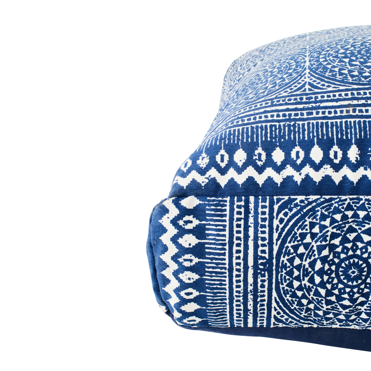 Pouf Mosaïque Coton Bleu/Blanc J-Line