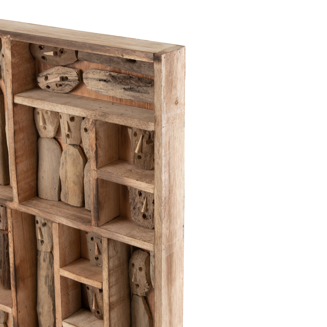 Décoration murale Famille Masks Cases Bois recyclé Naturel Large J-Line