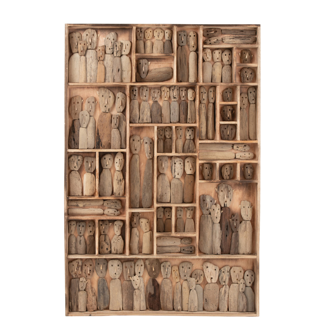 Décoration murale Famille Masks Cases Bois recyclé Naturel Large J-Line