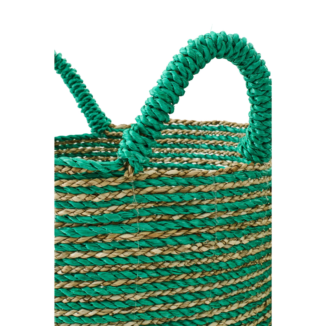 Lot de 3 Paniers en Raphia Rayés Vert Foncé/Naturel J-Line