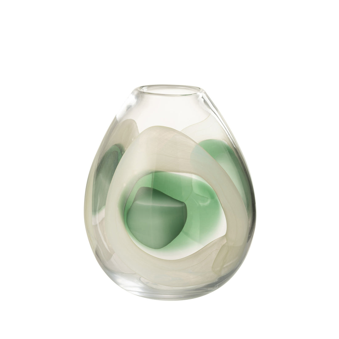 Vase Livy Verre Vert/Blanc/Transparent Moyen Ø20,5xH25,5cm J-Line