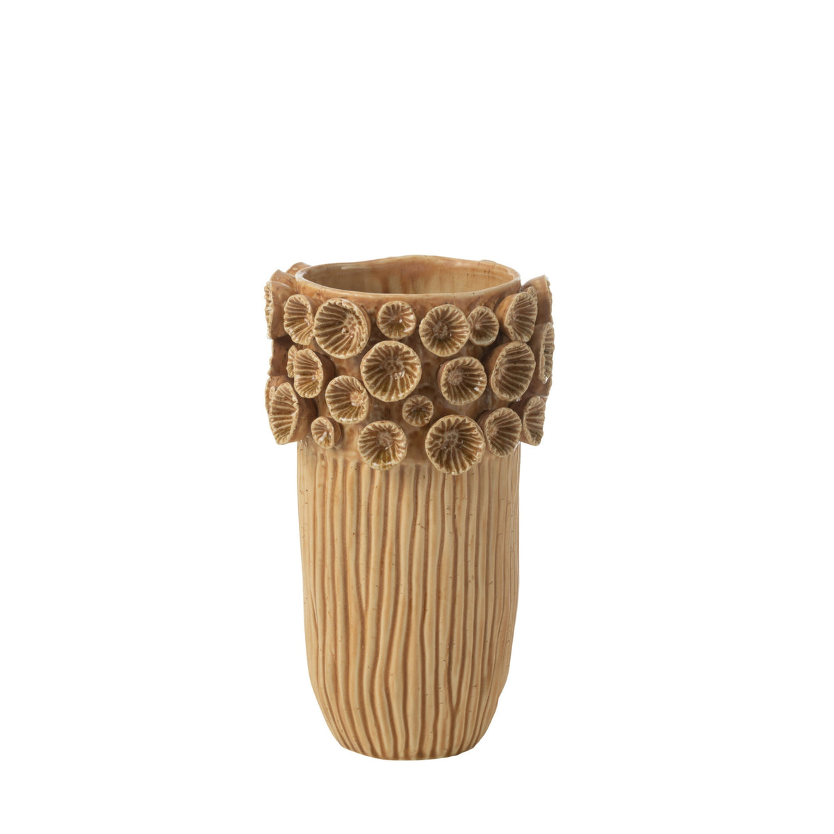Vase Corail Haut en Argile Ocre Petit L19,5xP18,5xH21,5cm J-Line