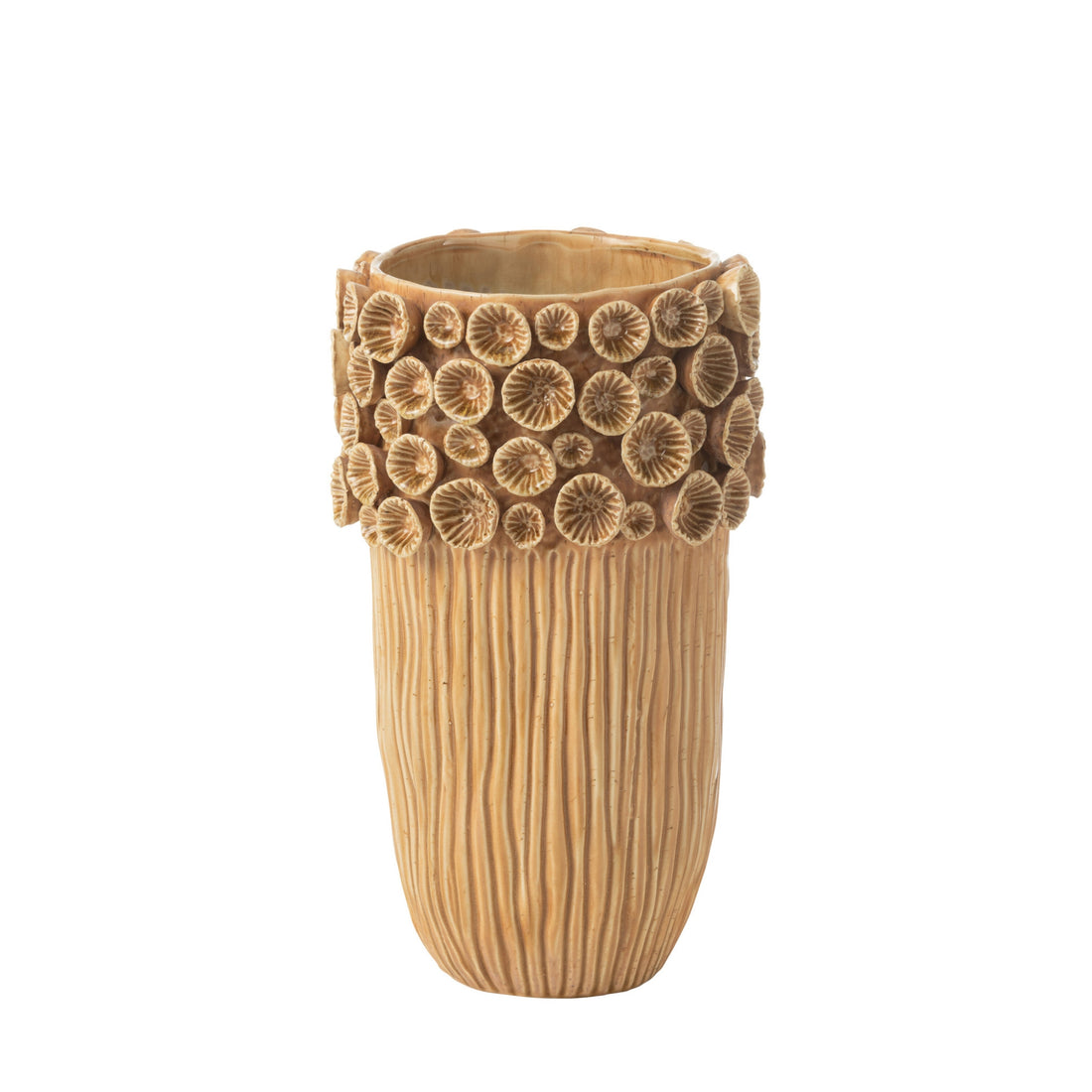 Vase Corail Haut en Argile Ocre Moyen J-Line