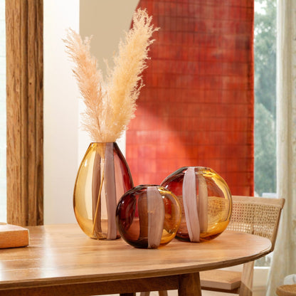 Vase Arun Verre Marron/Jaune Petit L21,5xB11,5xH21cm J-Line