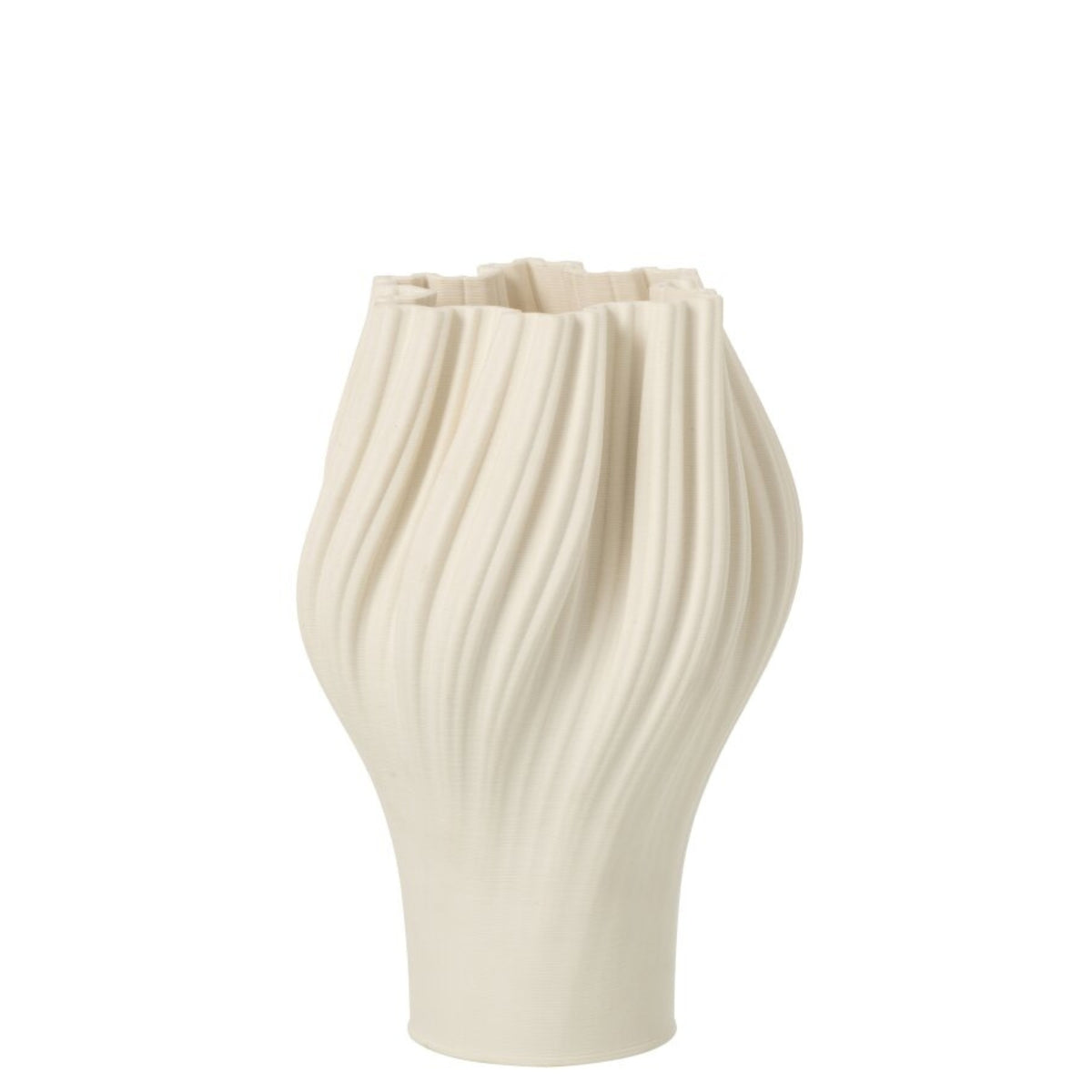 Vase imprimé 3D en grès blanc petit J-Line