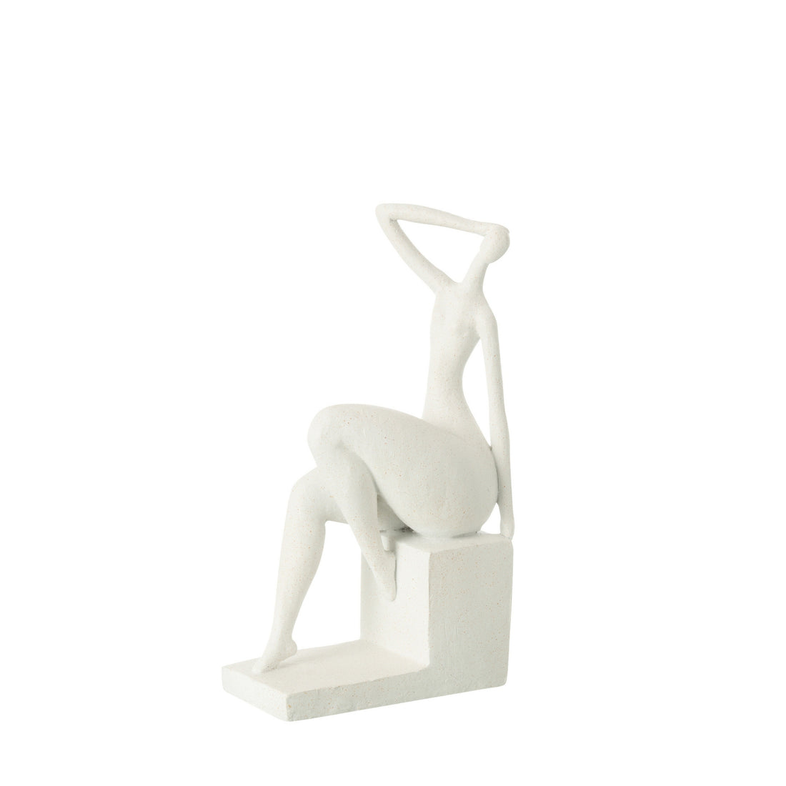Femme Assise Sur Tapis Carré En Résine Blanc J-Line