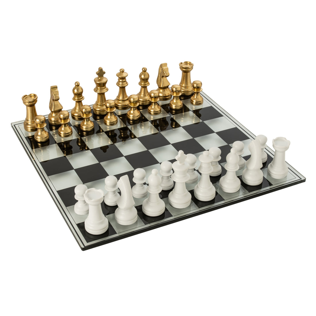 Jeu d’échecs Plateay en polyrésine blanc/doré J-Line