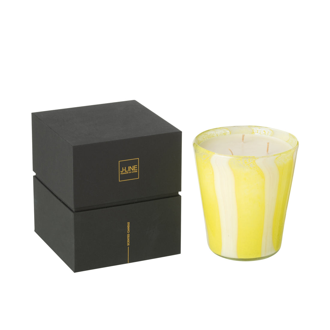 Bougie parfumée Noa Rayures Jaune Moyenne - 68heures J-Line