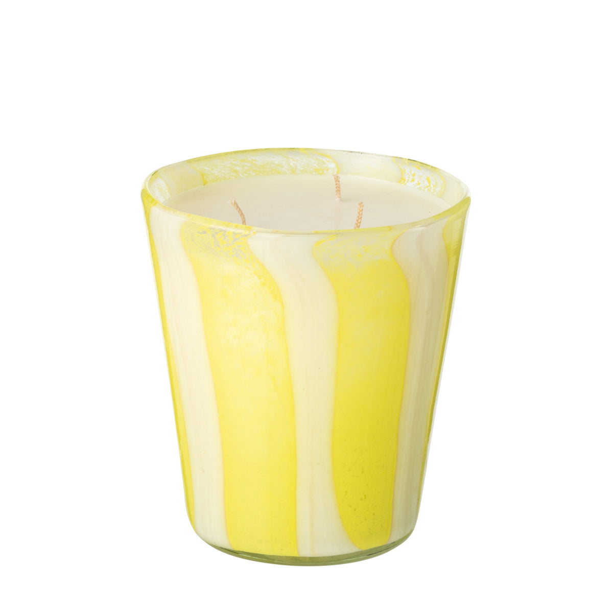 Bougie parfumée Noa Rayures Jaune Moyenne - 68heures J-Line