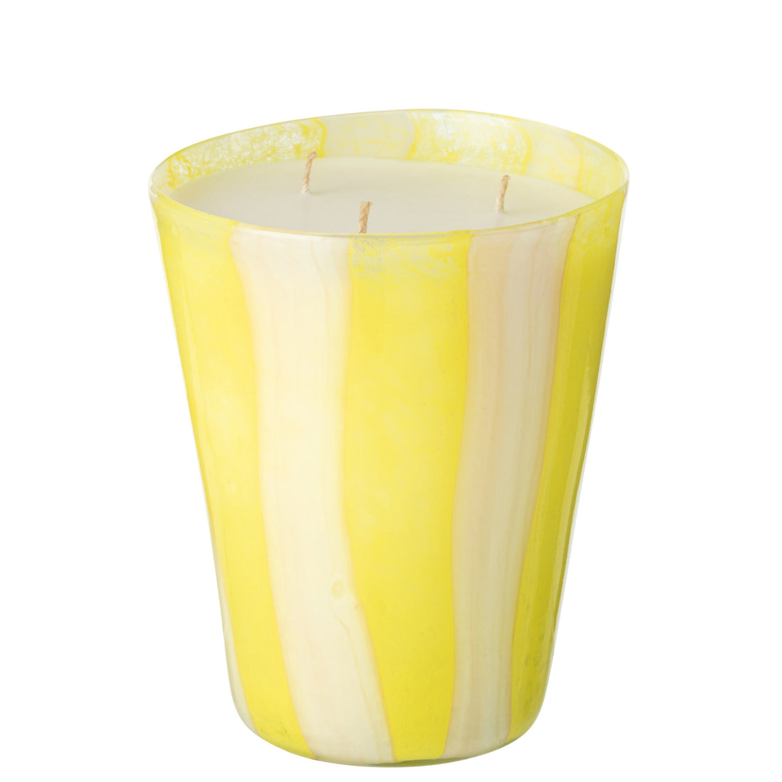 Bougie parfumée Noa Rayures Jaune Large - 95 heures J-Line