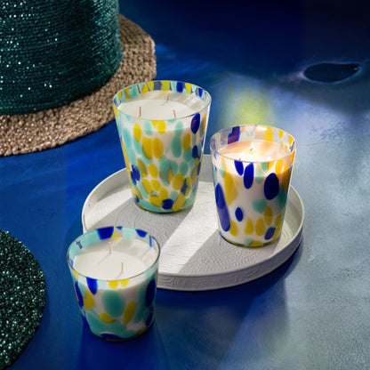 Bougie parfumée Noa Bleue/Jaune Large -95heures J-Line