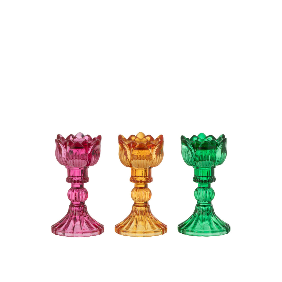 Lot de 3 bougeoirs Rose Verre Mix J-Line