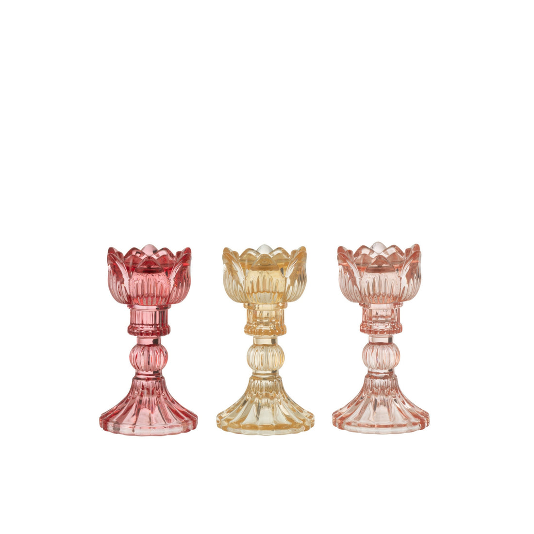 Lot de 3 bougeoirs Rose en verre chaud mix J-Line