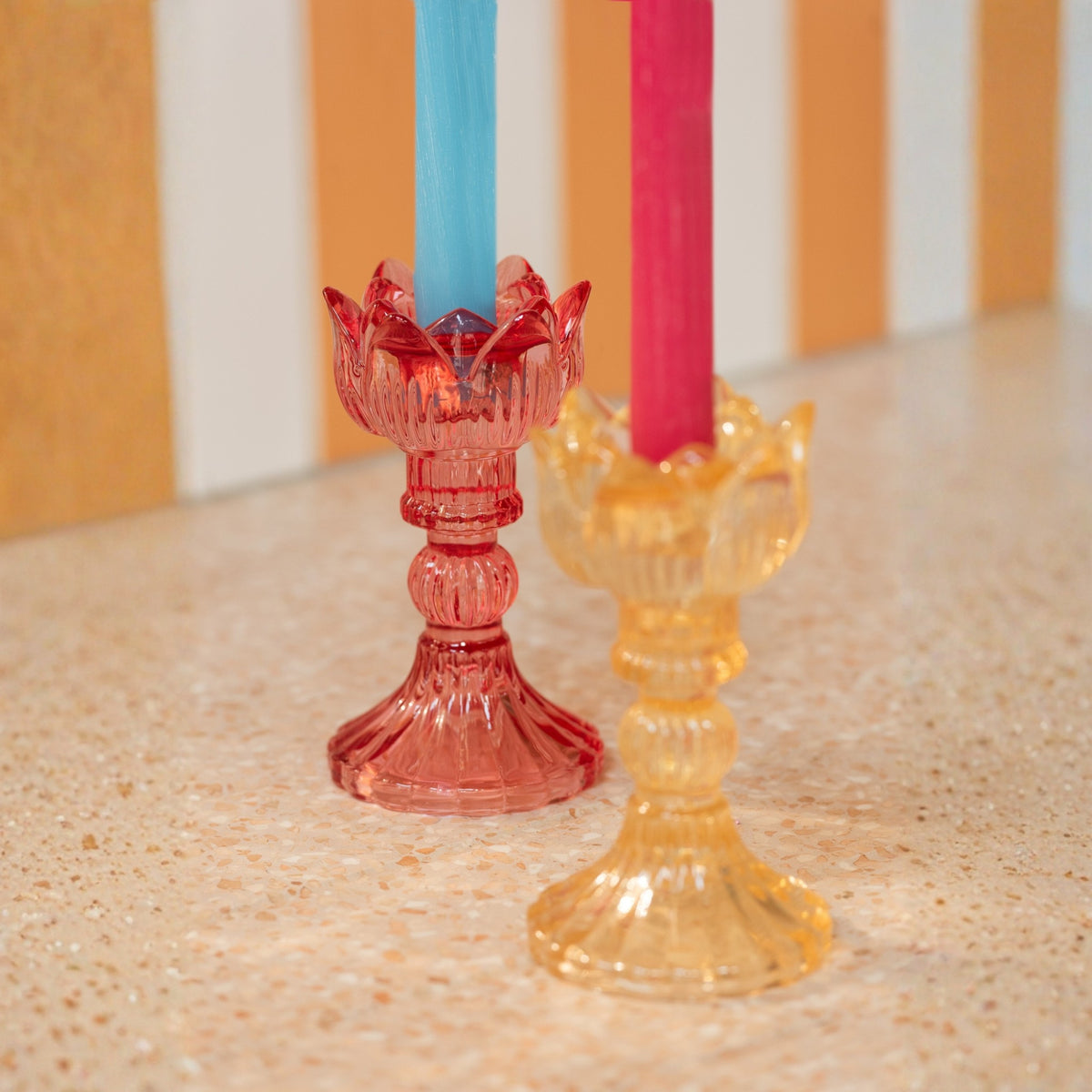 Lot de 3 bougeoirs Rose en verre chaud mix J-Line