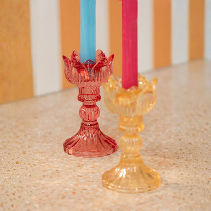 Lot de 3 bougeoirs Rose en verre chaud mix J-Line