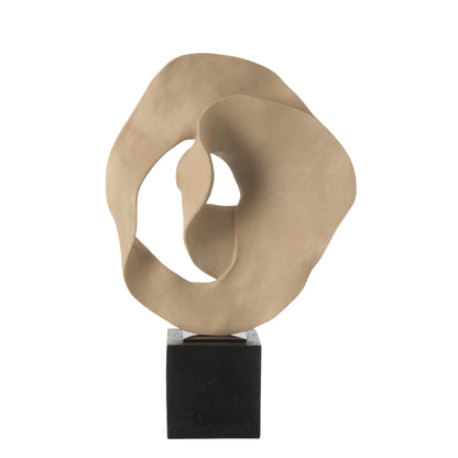 Déco Abstraite Sur Socle Résine Beige/Noir J-Line